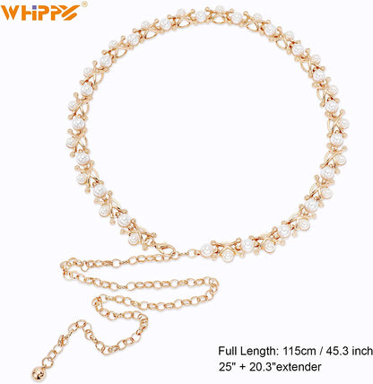 Metal Waist Chain Women Girls Adjustable Body Link Belts Fashion Belly Jewelry for Jeans Dresses Gold Apparel & Accessories > Jewelry > Body Jewelry WHIPPY   