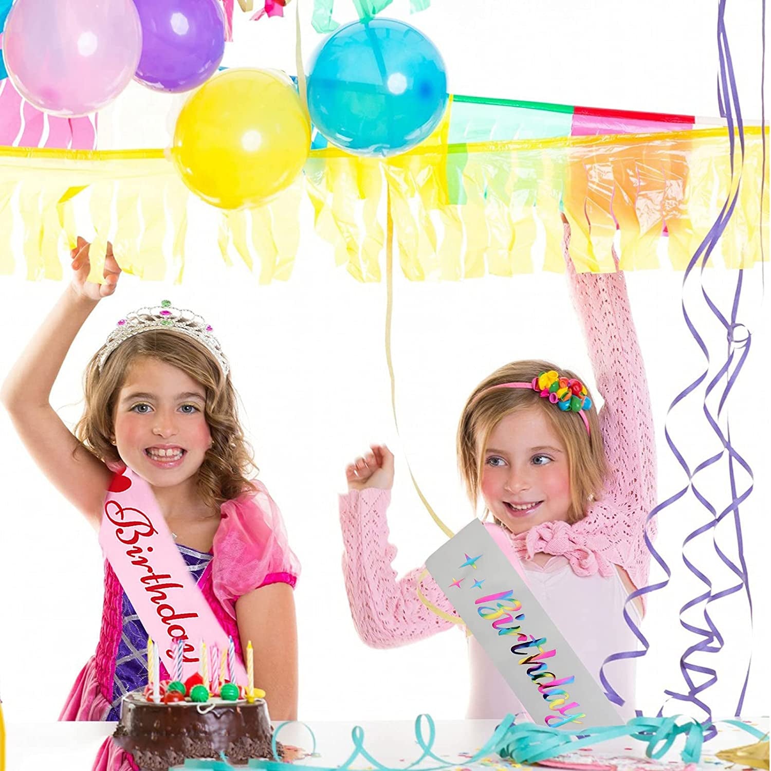 Memeyou Birthday Girl Sash,Birthday Sash for Women, Glitter Colorful Satin White Sash,Happy Birthday Princess Gifts for Little Girls,Sweet Funny Party Supplies Accessories for Kids Apparel & Accessories > Clothing Accessories > Sashes memeyou   