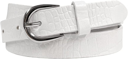 Women'S Dress Belt Casual Fashion Waist Skinny Belt 1"(25Mm) Wide, Multi-Style Options Apparel & Accessories > Clothing Accessories > Belts Belts.com Style 1 - Premium Leather Alligator White 32 