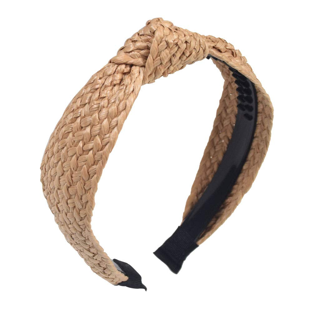 Headbands for Women Straw Knotted Headbands,Bohemian Summer Wide Headbands for Women Headwear Styling Tools Accessories,Style 1 Apparel & Accessories > Clothing Accessories > Headwear MHDGG   
