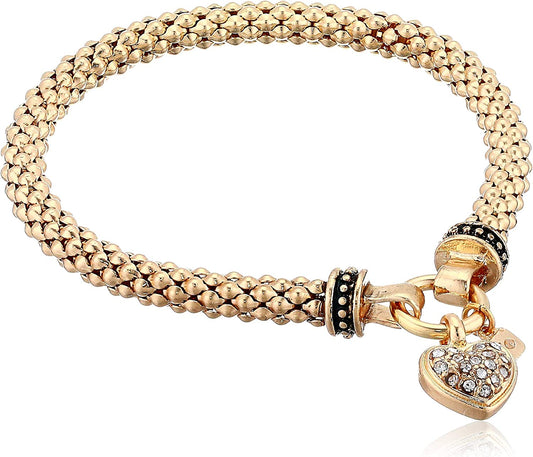 NINE WEST Women'S Boxed Bracelet Pave Heart Stretch, Gold/Crystal Apparel & Accessories > Jewelry > Bracelets NINE WEST   