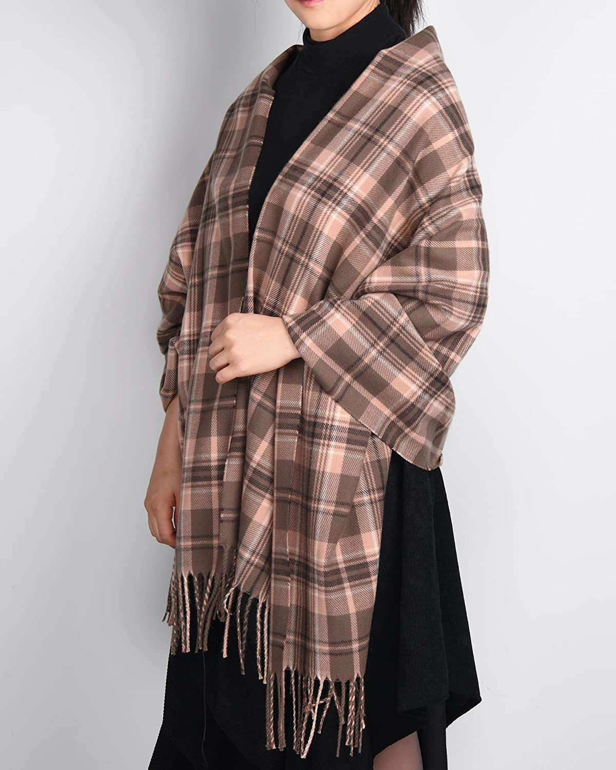 Winter Scarf for Women Shawl Cashmere Feel Tassel Plaid Large Oversized Scarves Wraps Apparel & Accessories > Clothing Accessories > Scarves & Shawls KYLIE MAX   