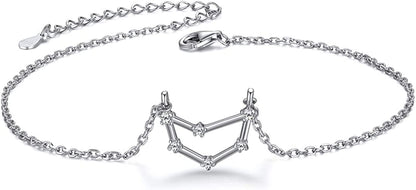 Chicsilver 12 Constellation Zodiac Anklet for Women Girls Sterling Silver Cubic Zirconia Horoscope Ankle Bracelets, 8"-10" Adjustable(With Gift Box) Apparel & Accessories > Jewelry > Anklets ChicSilver Jewelry Capricorn (Dec 22 - Jan 19)  