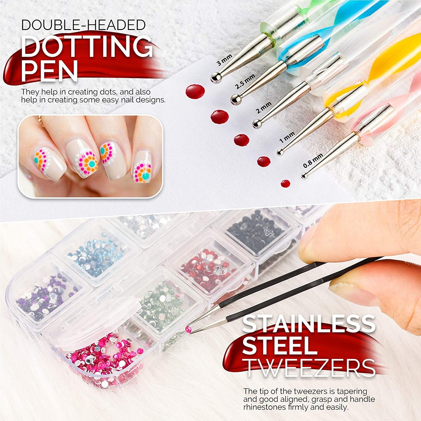 Nail Art Brushes Kit, Teenitor Nail Art Tool with Nail Dotting Tools, 3D Butterfly Nail Art Stickers, Nail Art Rhinestones and Pick up Tweezer, Nail Foil Flakes, Nail Art Striping Tape Health & Beauty > Personal Care > Cosmetics > Cosmetic Tools > Nail Tools Teenitor   