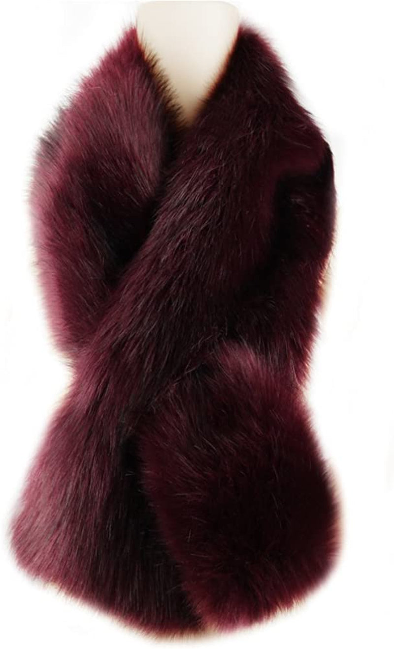 Dikoaina Women'S Winter Fake Faux Fur Scarf Wrap Collar Shawl Shrug Apparel & Accessories > Clothing Accessories > Scarves & Shawls Dikoaina Purple 63"/160cm 