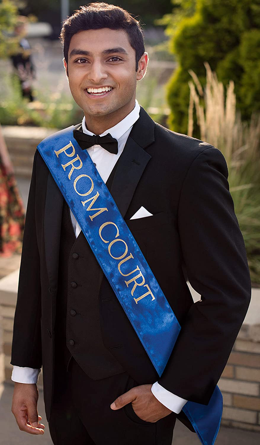Blue Prom Court Sash, Gold Imprint, Pack of 2 Apparel & Accessories > Clothing Accessories > Sashes Anderson's   
