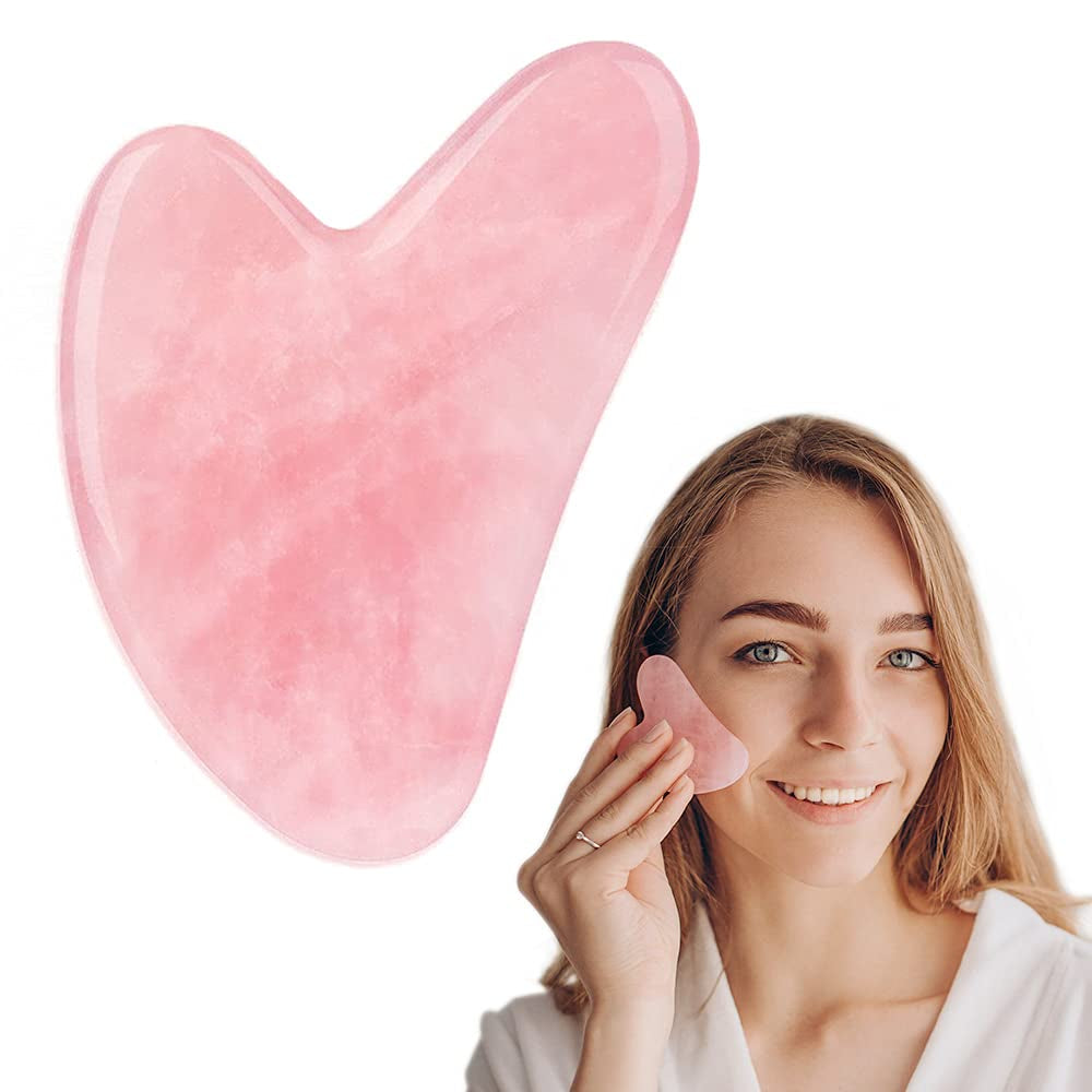 Pursalt Rose Quartz Gua Sha Facial Tools, Natural Jade Stone Scraping Massage Tools for Facial Lifting, Anti-Aging, Anti-Wrinkle, Luxury Box Heart Gifts for Women (Pink) Health & Beauty > Personal Care > Cosmetics > Cosmetic Tools > Skin Care Tools pursalt Pink Standard 