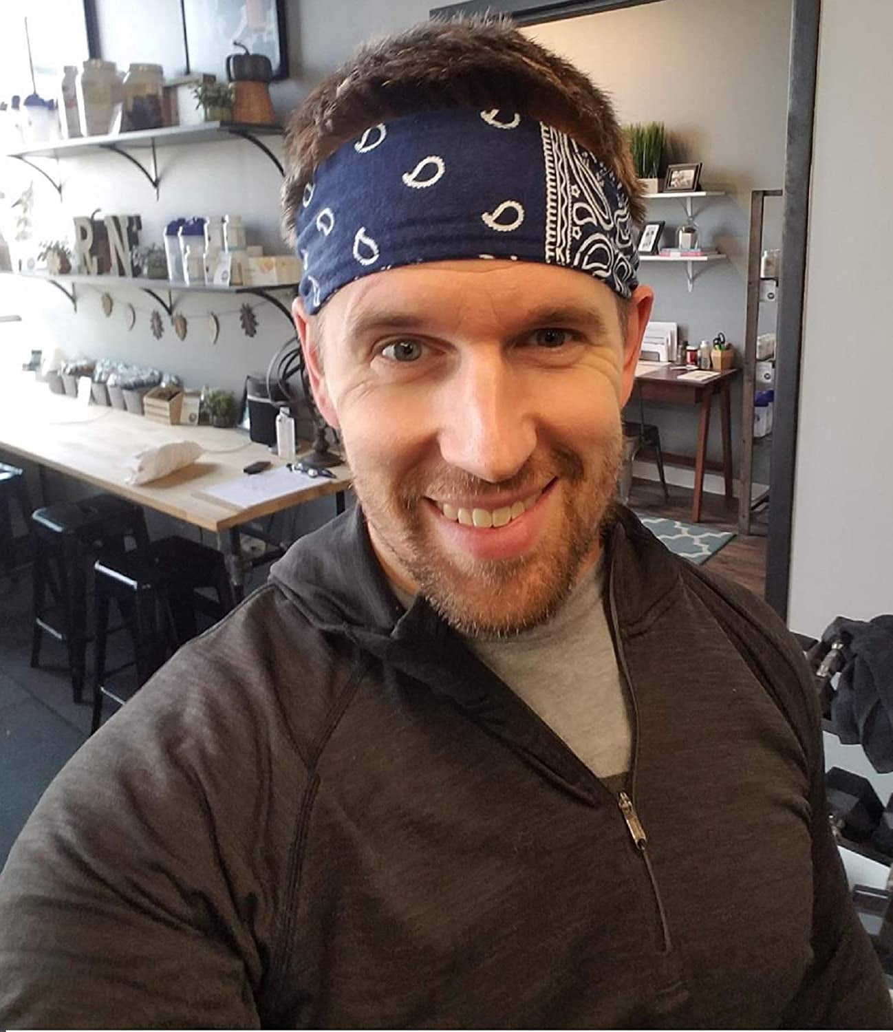 Kenz Laurenz Headbands Tie on Headband for Women Men Running Athletic Hair Head Band Elastic Sports Sweat Basketball Sweatband Stetchy Yoga Workout Sweatbands Adjustable Non-Slip Moisture Wicking Apparel & Accessories > Clothing Accessories > Bandanas & Headties Kenz Laurenz   