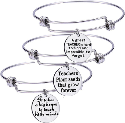 Pack of 3 Teacher Bangles Gifts for Teacher Open School Gifts for Teachers Thank You Bangle Bracelets Apparel & Accessories > Jewelry > Bracelets Nzztont Style 02  