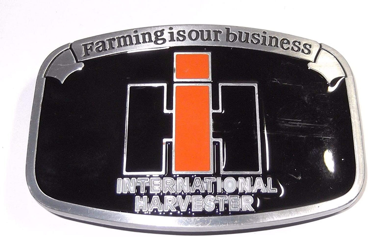 International Harvester Metal W/Enamel Accents Belt Buckle Apparel & Accessories > Clothing Accessories > Belt Buckles EC Trading   