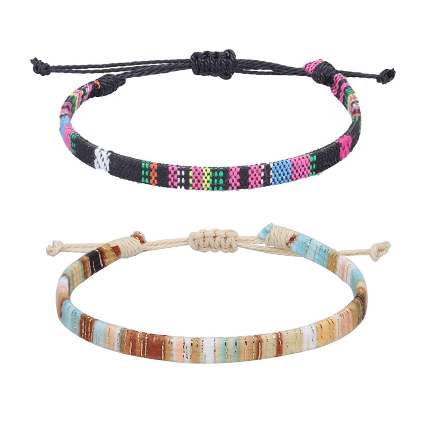 Bracelets for Men-2 Surfer Beach Bracelet Set-Holiday Gift-Hand Made Boho Bracelets -Outdoor Sports Men'S and Women'S Anklet -Ethnic Hippie Style Accessories Apparel & Accessories > Jewelry > Bracelets MEINESQIS Ethnic black powder + rice coffee  