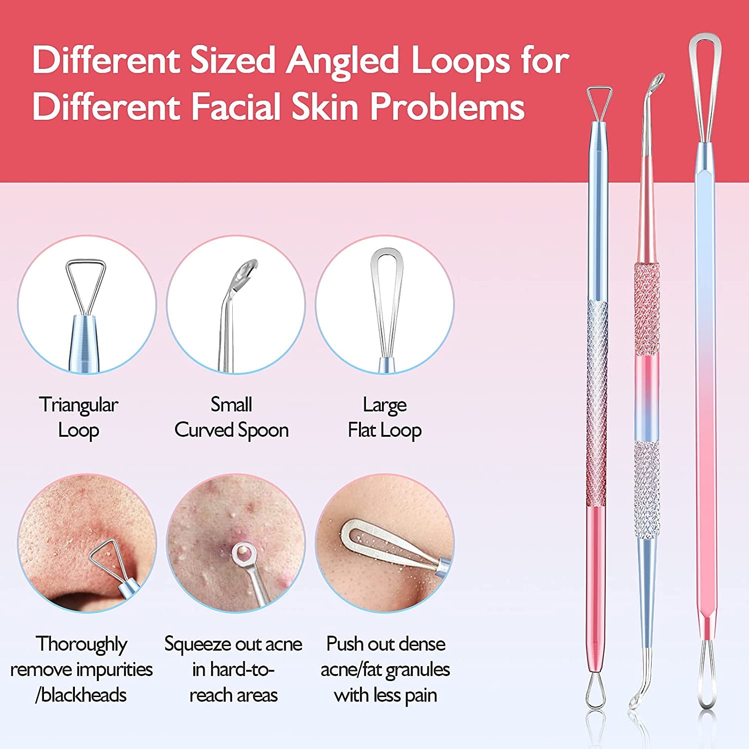 Kresecioo 9 PCS Blackhead Remover Tools, Pimple Popper Tool Kit, Acne Tools Extractor Kit Professional for Nose Face, Blemish Whitehead Zit Popping Tool with Portable Leather Bag(Pink) Health & Beauty > Personal Care > Cosmetics > Cosmetic Tools > Skin Care Tools Kresecioo   