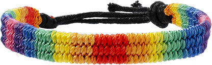 Nanafast Rainbow LGBT Pride Bracelet Handmade Braided Friendship String Bracelet for Gay & Lesbian LGBTQ Wristband Adjustable Size Apparel & Accessories > Jewelry > Anklets Nanafast Black String (1 Pc)  