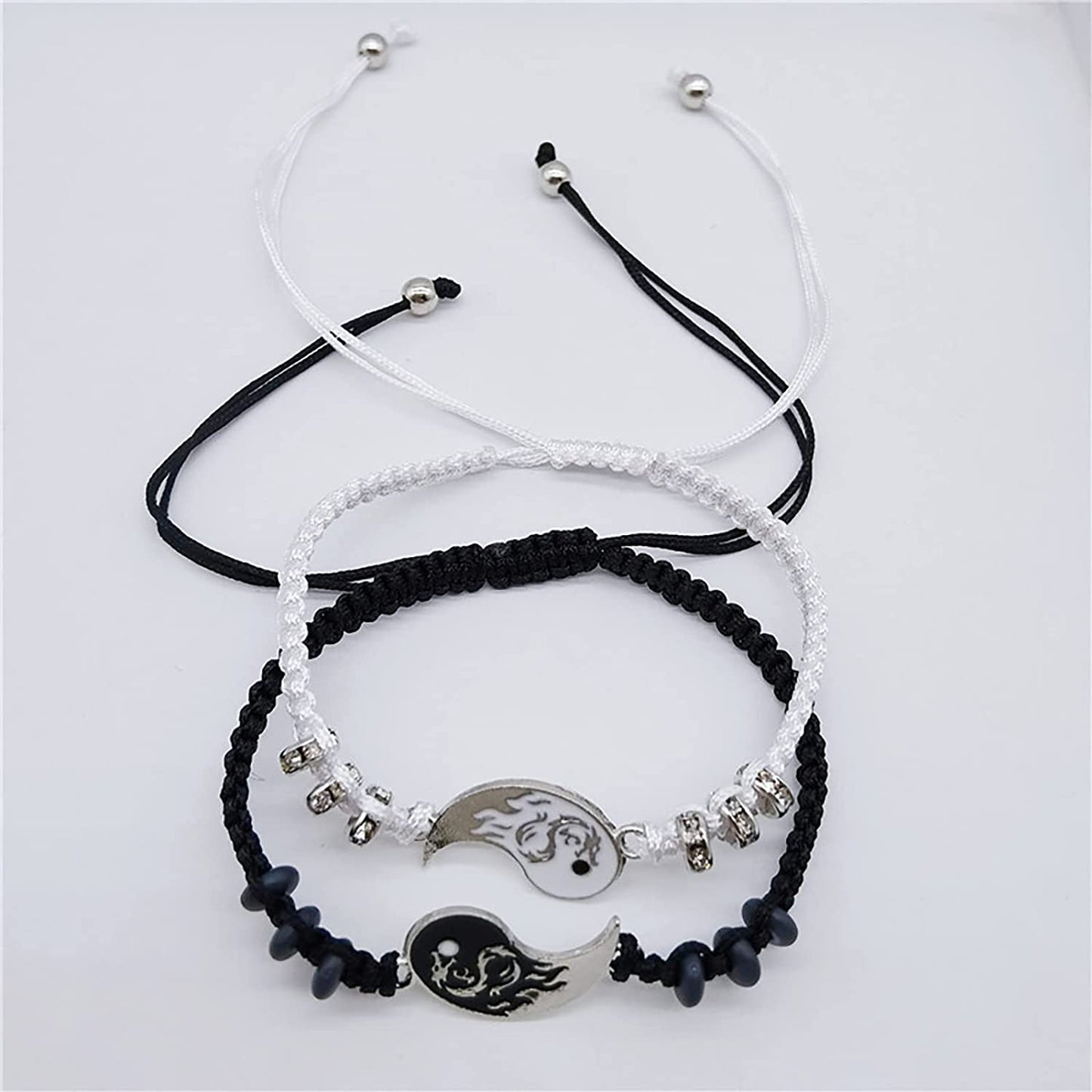 Link Chain Bracelets for Women Men Best Friend Bracelets 2 Matching Yin and Yangs Adjustable Rope Bracelets for Friendship Relationship Boyfriend Trendy Dainty Simple Fashion Style (A, One Size) Apparel & Accessories > Jewelry > Bracelets Generic   
