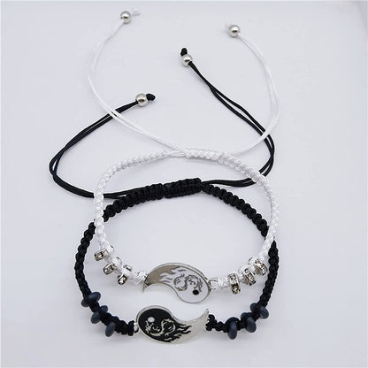 Link Chain Bracelets for Women Men Best Friend Bracelets 2 Matching Yin and Yangs Adjustable Rope Bracelets for Friendship Relationship Boyfriend Trendy Dainty Simple Fashion Style (A, One Size) Apparel & Accessories > Jewelry > Bracelets Generic   