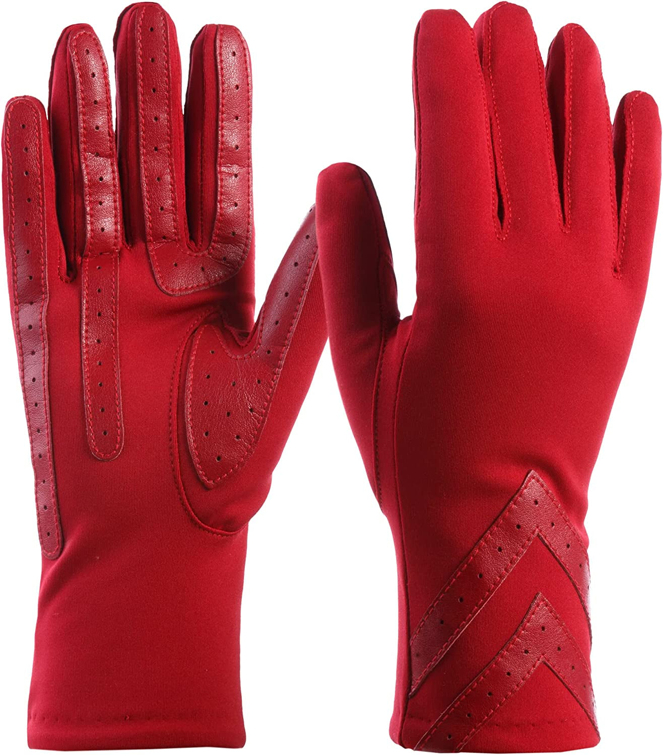 Isotoner Womens Spandex Touchscreen Cold Weather Gloves with Warm Fleece Lining and Chevron Details Apparel & Accessories > Clothing Accessories > Gloves & Mittens isotoner Chili - Smartdri Small-Medium 