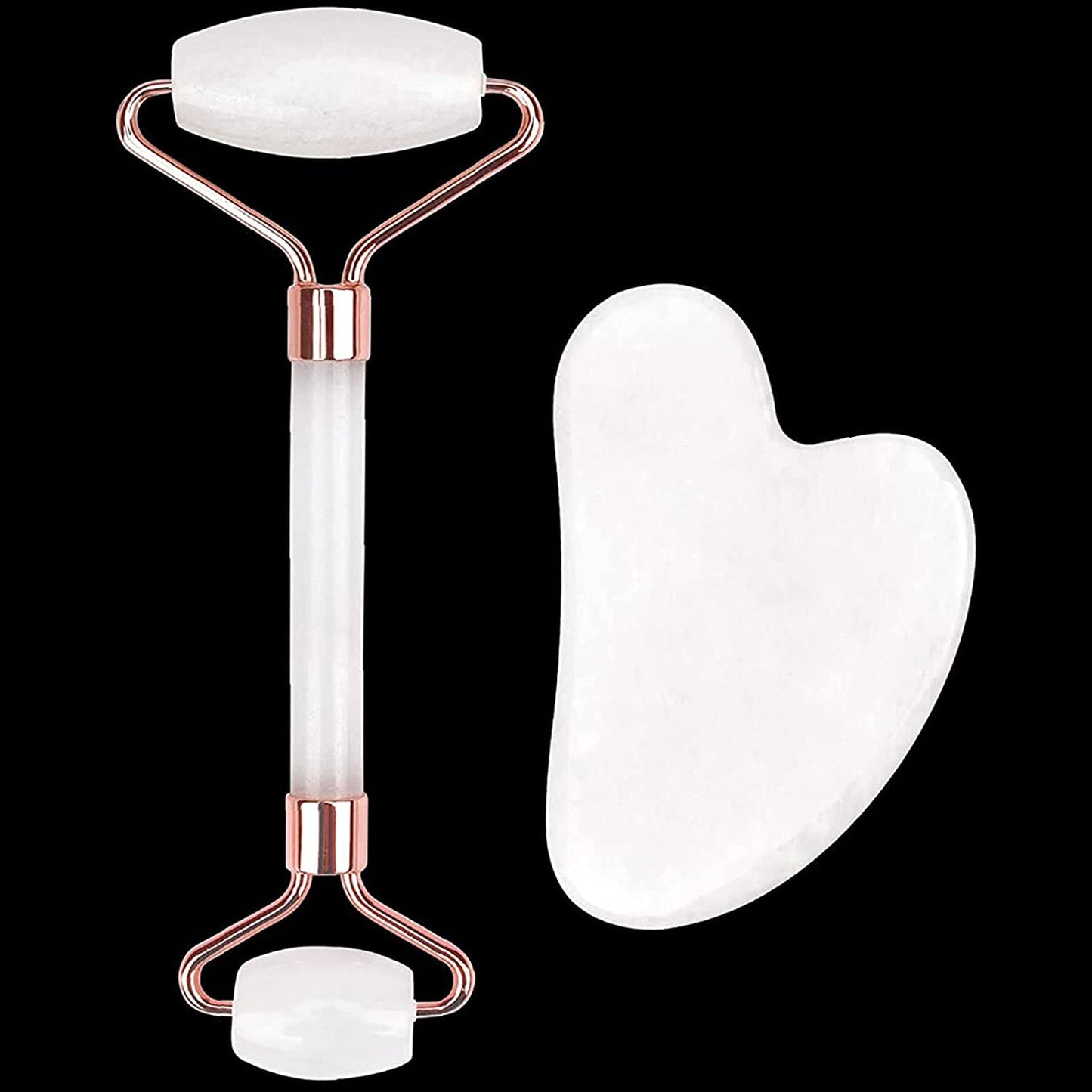 Ideayard Face Roller and Gua Sha Set - Jade Roller anti Aging Massager Tool - Natural Jade Roller for Face and Guasha Stone for Body - Beauty Roller Skin Care Tools Kit for Slimming & Firming Health & Beauty > Personal Care > Cosmetics > Cosmetic Tools > Skin Care Tools ideayard White  