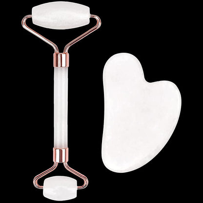 Ideayard Face Roller and Gua Sha Set - Jade Roller anti Aging Massager Tool - Natural Jade Roller for Face and Guasha Stone for Body - Beauty Roller Skin Care Tools Kit for Slimming & Firming Health & Beauty > Personal Care > Cosmetics > Cosmetic Tools > Skin Care Tools ideayard White  