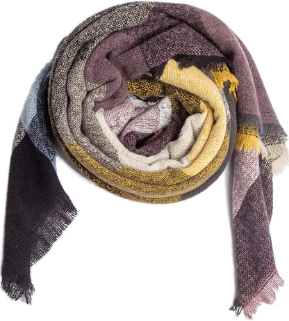 Plaid Scarf Soft Warm Tartan Shawl Cape Blanket Scarves Fashion Wrap Apparel & Accessories > Clothing Accessories > Scarves & Shawls vxsvxm Purple/Blank/Blue  