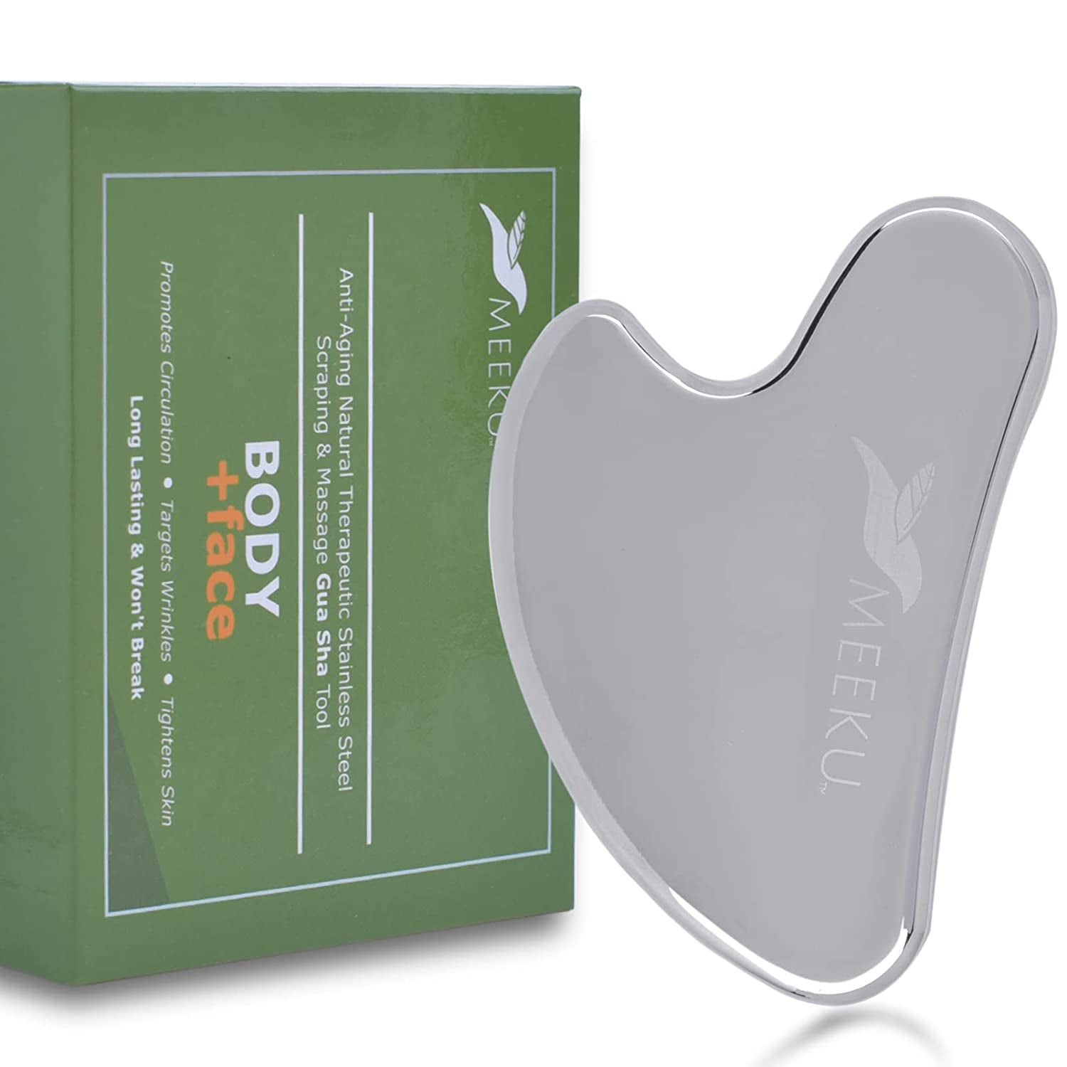 MEEKU Gua Sha Stainless Steel Tool, Gua Sha Facial Tools, Stainless Steel Guasha Tool for Face & Body, Stainless Steel Guasha | Prevents Wrinkles | Tightening & Increased Circulation | Fascia Release Health & Beauty > Personal Care > Cosmetics > Cosmetic Tools > Skin Care Tools MEEKU   