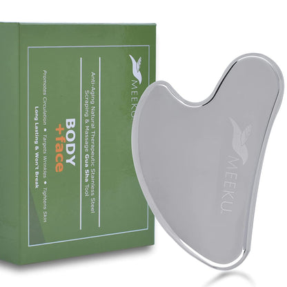 MEEKU Gua Sha Stainless Steel Tool, Gua Sha Facial Tools, Stainless Steel Guasha Tool for Face & Body, Stainless Steel Guasha | Prevents Wrinkles | Tightening & Increased Circulation | Fascia Release Health & Beauty > Personal Care > Cosmetics > Cosmetic Tools > Skin Care Tools MEEKU   