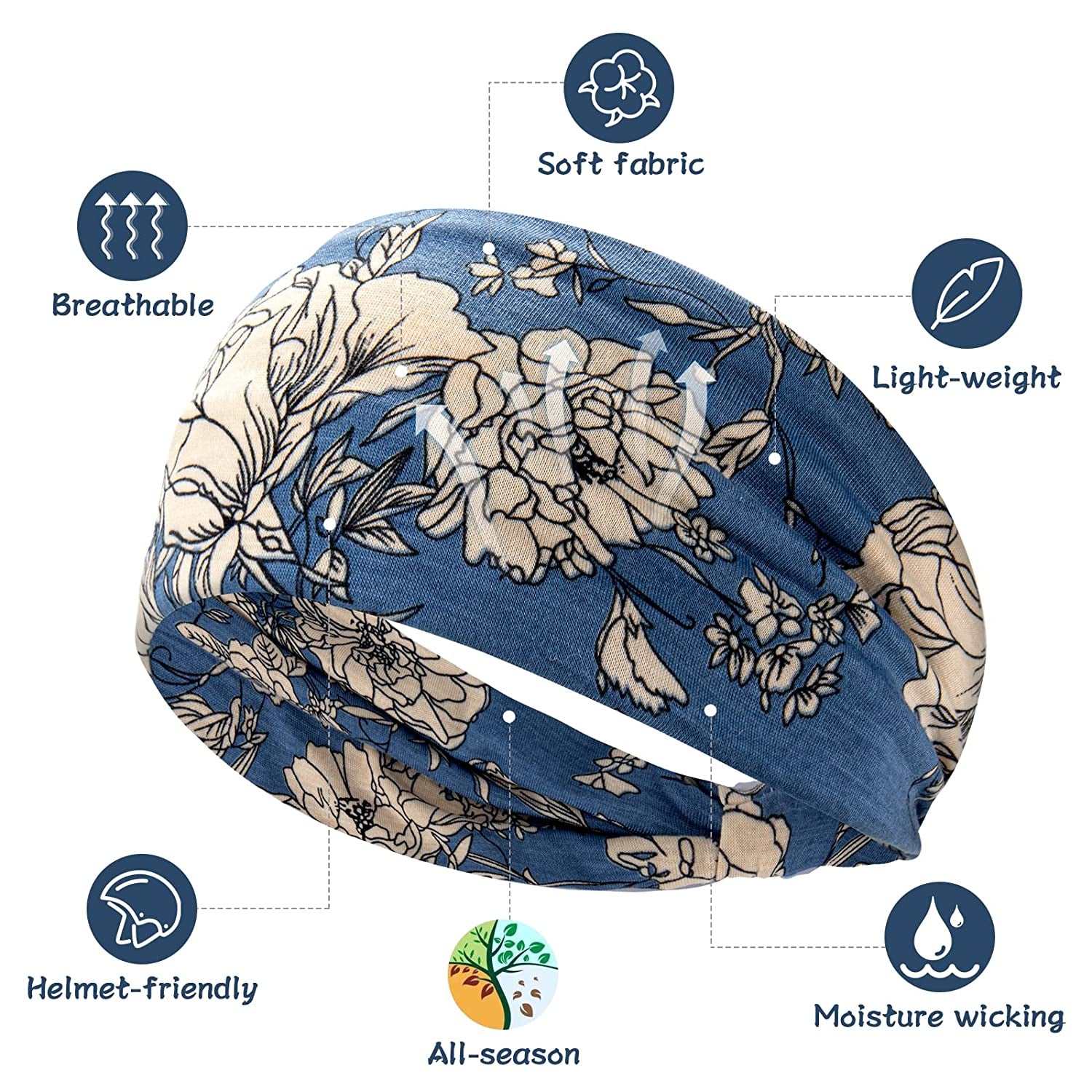 S&N Remille 3 Pack Wide Boho Headbands for Women and Girls, Elastic Turban Head Wrap Non-Slip Hair Bands for Sport Yoga and Running Headband Apparel & Accessories > Clothing Accessories > Bandanas & Headties S&N Remille   