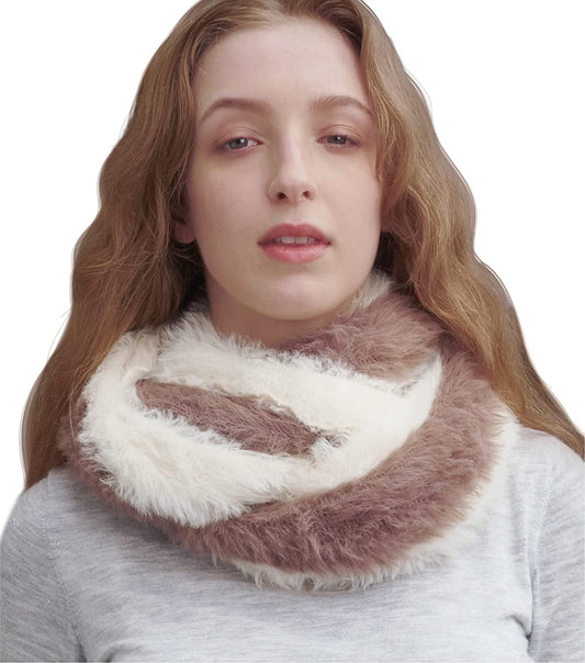 ONE Scarf: Infinity Scarf, Faux Fur Shawl, Giving Shawl, Scarfs for Women Winter Warm, Shawl Wraps for Women by KM CHOICE Apparel & Accessories > Clothing Accessories > Scarves & Shawls KM CHOICE Banded Ivory  