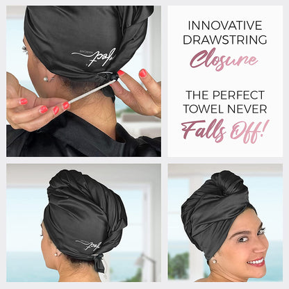 Ultra-Fine Microfiber Hair Towel Wrap & Wet/Dry Detangling Hair Brush - the Perfect Haircare - Anti-Frizz Turban for Curly or Wavy Haired Women Girls & Kids - Quick Drying - Good for Travel (Black) Health & Beauty > Personal Care > Hair Care THE PERFECT HAIRCARE   