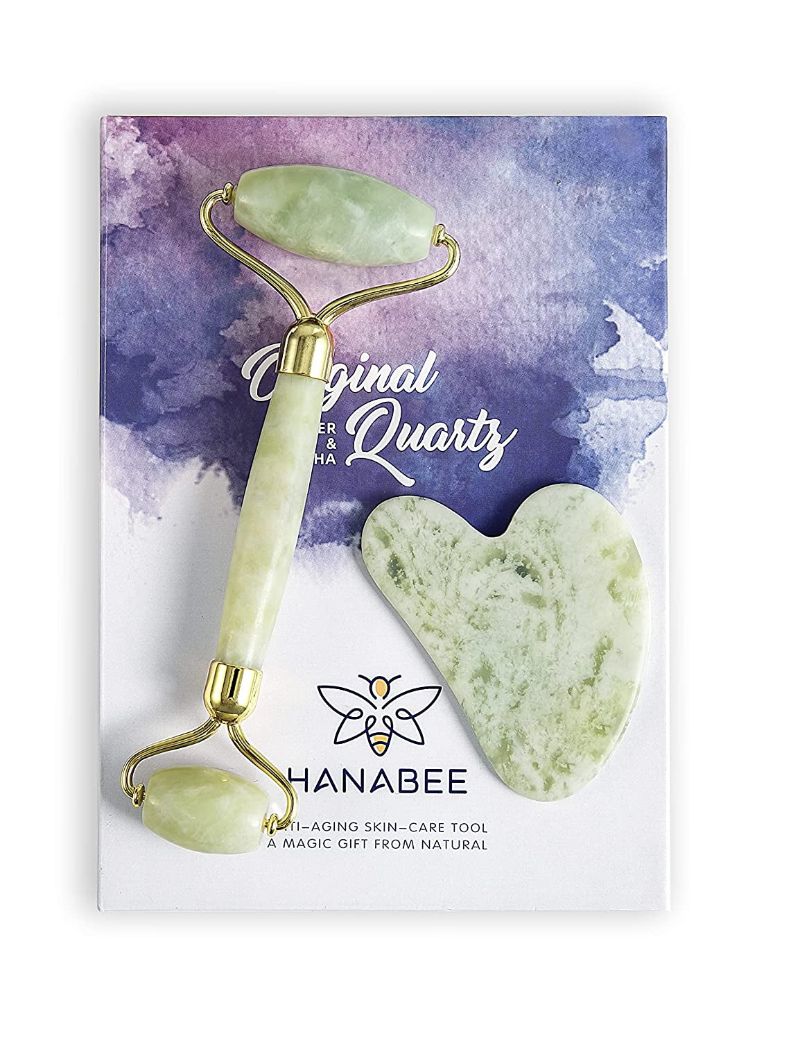 Gua Sha Facial Massage Tools,Rose Quartz Face Roller,Jade Roller for Face,Beauty Face Massager,Eye Massager,Reduce Wrinkles,Lymphatic Drainage,Face Lift.Hanabee Skin Care Sets & Kits (Pink) Health & Beauty > Personal Care > Cosmetics > Cosmetic Tools > Skin Care Tools HANABEE Light Green Jade  