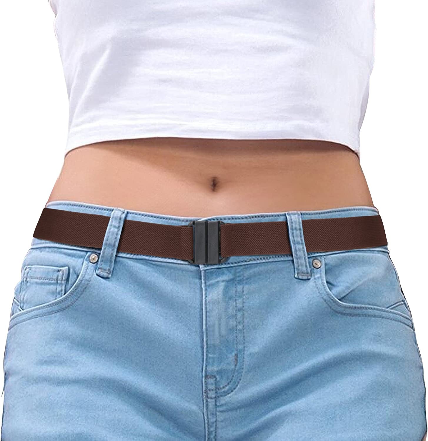 Women Invisible Belt, Comfortable Adjustable Stretch No Show Belt with Flat Buckle by SUOSDEY Apparel & Accessories > Clothing Accessories > Belts SUOSDEY 05-coffee US Size:0-14 