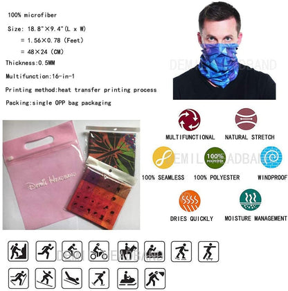 DEMIL 6PCS/8PCS/12PCS Seamless Headband Bandanas Headwear for Men&Women Scarf Apparel & Accessories > Clothing Accessories > Headwear Demil Sports   
