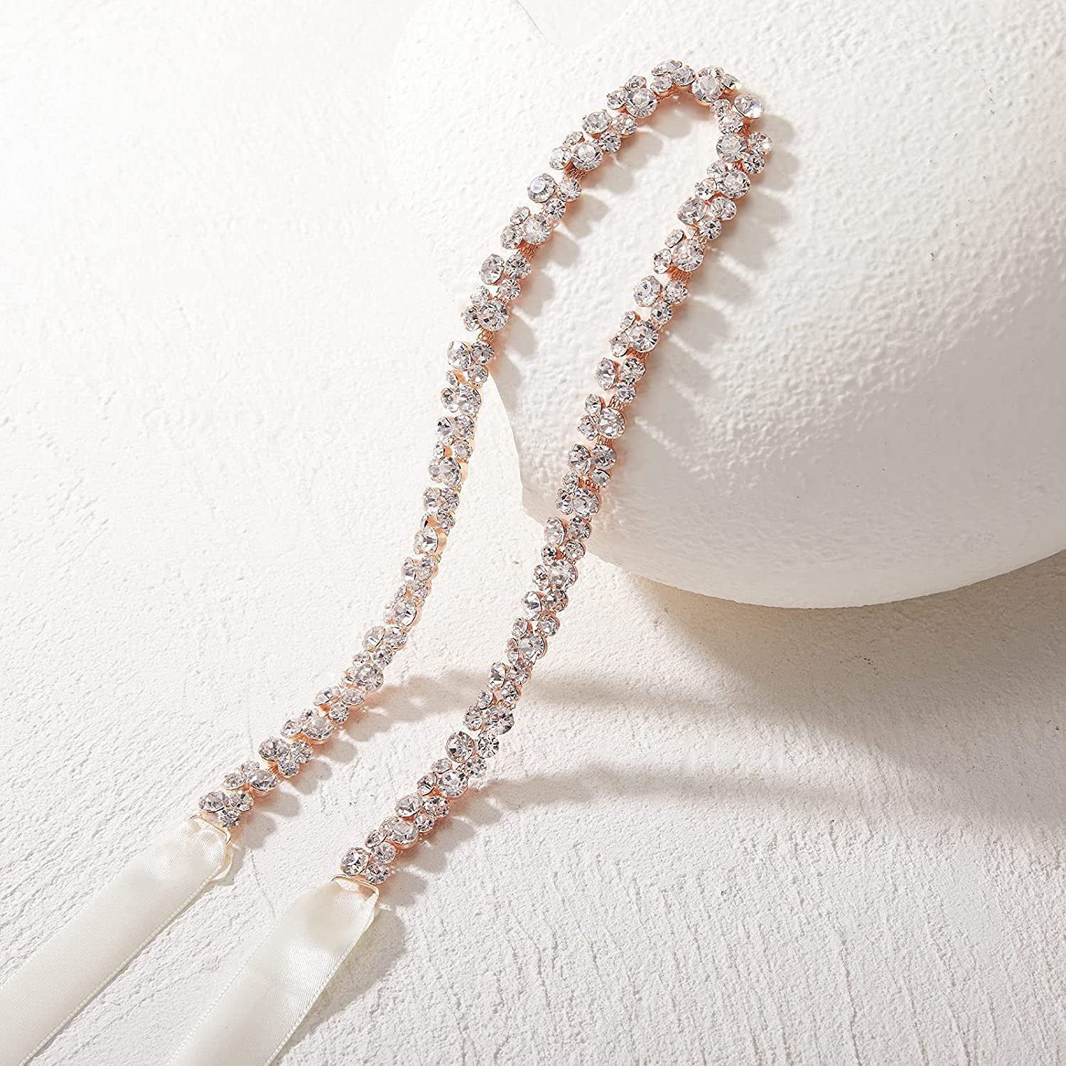 SWEETV Bridal Belt with Rhinestones Wedding Dress Belt Crystal Headband Bride Bridesmaids Sash, Silver Apparel & Accessories > Clothing Accessories > Belts SWEETV   