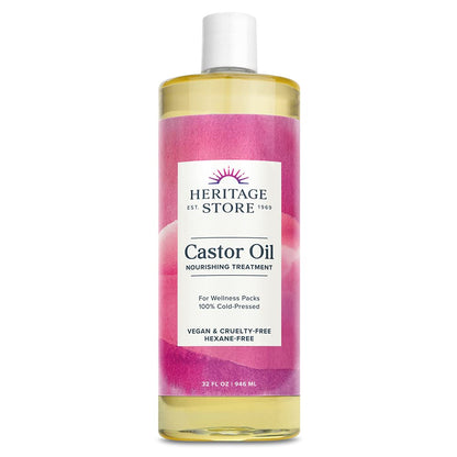 Heritage Store Castor Oil, Nourishing Hair Treatment, Deep Hydration for Healthy Hair Care, Skin Care, Eyelashes & Brows, Castor Oil Packs & More, Cold Pressed, Hexane Free, Vegan & Cruelty Free, 16Oz Health & Beauty > Personal Care > Hair Care Heritage Store 32 Ounce  