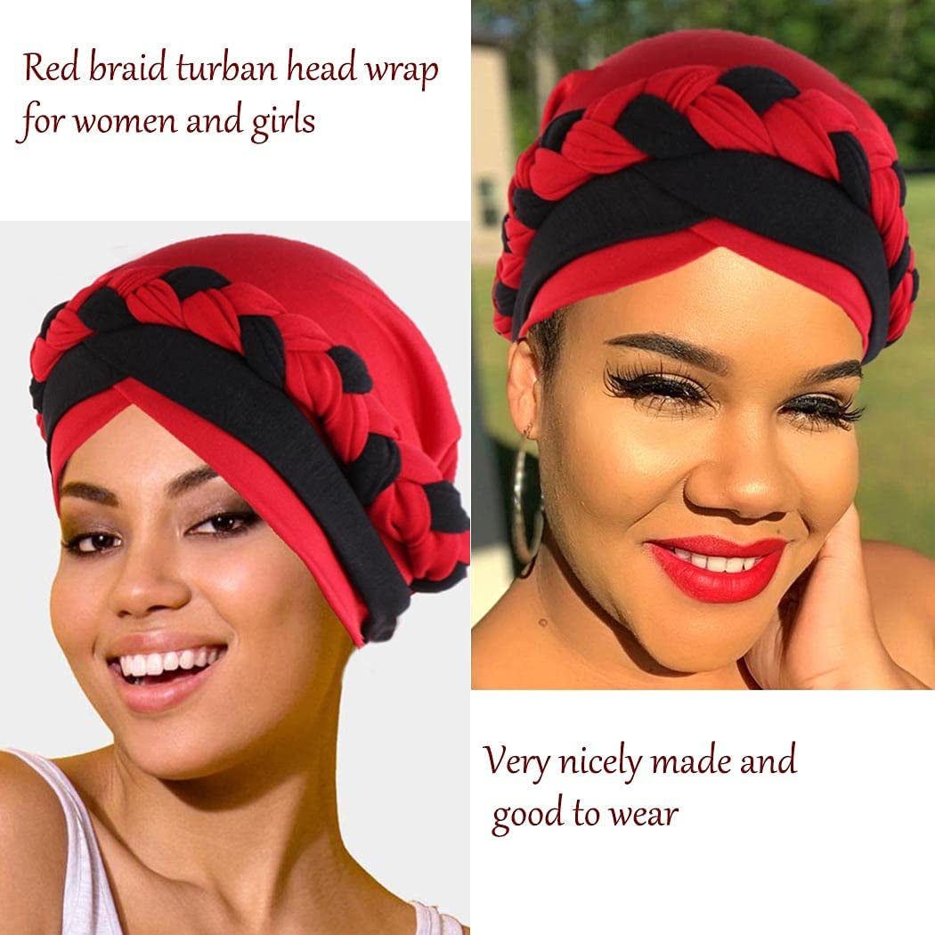 Woeoe Women African Turban India'S Hat Black Stretch Braid Head Wrap Apparel & Accessories > Clothing Accessories > Headwear Woeoe   