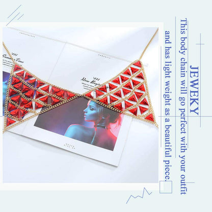 Jeweky Boho Gemstone Body Chain Red Triangle Bra Jewelry Sexy Beach Bikini Body Jewelry for Women and Girls Apparel & Accessories > Jewelry > Body Jewelry Artist Unknown   