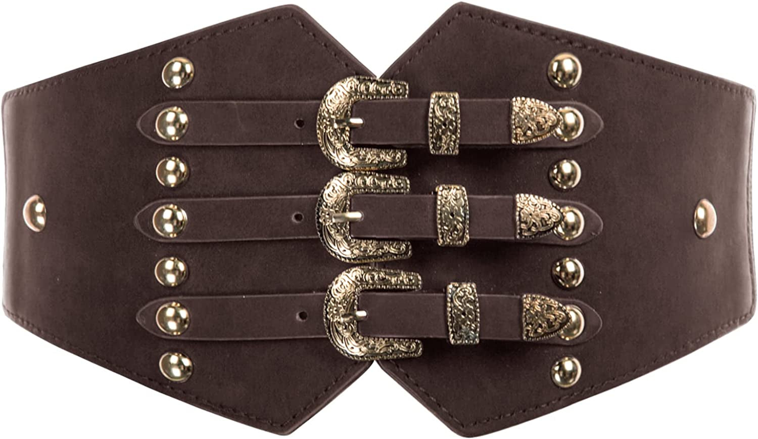 SCARLET DARKNESS Vintage Classic Cincher Wide Belt Elastic Leather Waist Belt Apparel & Accessories > Clothing Accessories > Belts Scarlet Darkness Coffee Small 