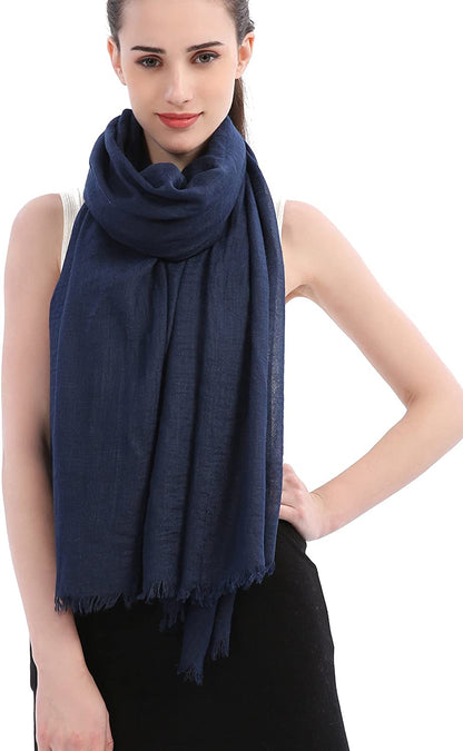 Premium Women Extreme Soft Scarf Wrap Shawl for Any Season, Super Size, Rich Color Choice Apparel & Accessories > Clothing Accessories > Scarves & Shawls kolumb Navy  