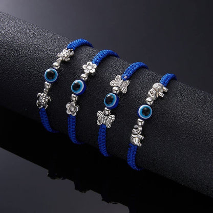 Evil Eye Pendant Bracelet Anklet,Red Blue Black Line Hand Turtle Elephant Pendant Adjustable Braided Bracelet Anklet for Women Men(Flower,Black) Apparel & Accessories > Jewelry > Bracelets Generic   