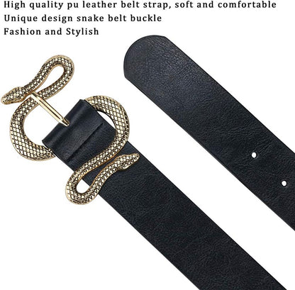 Belts for Women,Women Fashion Leather Belt for Dress with Snake Belt Buckle Apparel & Accessories > Clothing Accessories > Belts taffeta alley   