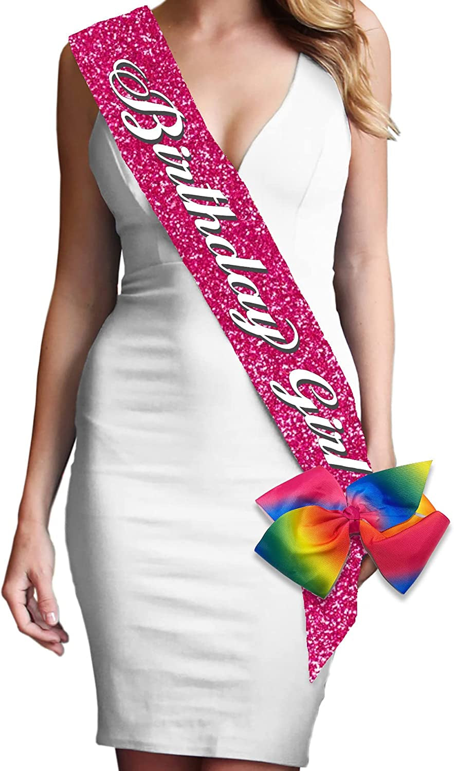 Green Birthday Sash - Flourish Birthday Girl Premium Quality Sash - Birthday Party Decorations & Supplies - Green Sparkle Sash(Bdy GRL) Grn/Sprk Apparel & Accessories > Clothing Accessories > Sashes RhinestoneSash Sparkle Birthday Girl (Hot Pink) Rainbow Bow  