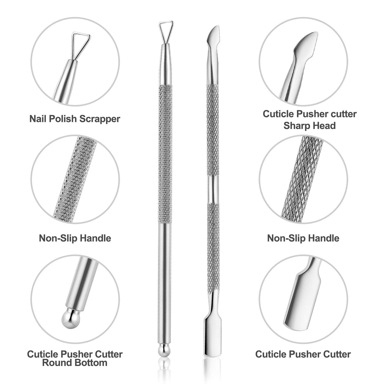 Cuticle Trimmer with Cuticle Pusher -YINYIN Cuticle Remover Cuticle Nippers Professional Stainless Steel Cuticle Pusher and Cutter Clippers Durable Pedicure Manicure Tools for Fingernails and Toenails Health & Beauty > Personal Care > Cosmetics > Cosmetic Tools > Nail Tools YINYIN   
