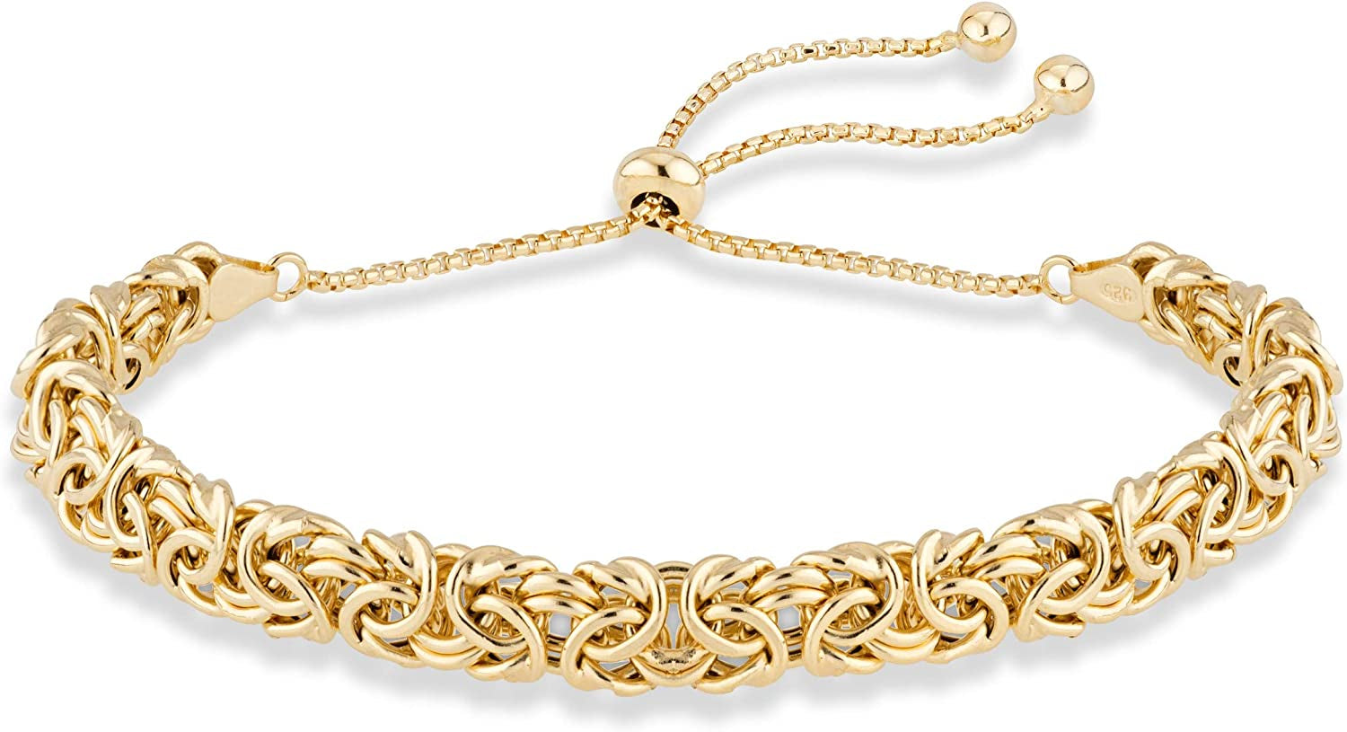Miabella 925 Sterling Silver Italian Byzantine Bolo Bracelet for Women, Adjustable Bracelet Handmade in Italy Apparel & Accessories > Jewelry > Bracelets Miabella yellow-gold-plated-silver  