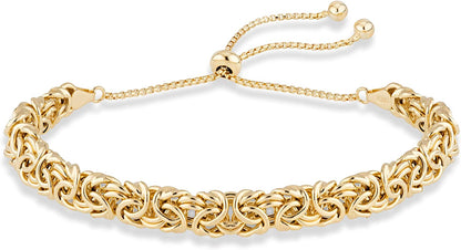 Miabella 925 Sterling Silver Italian Byzantine Bolo Bracelet for Women, Adjustable Bracelet Handmade in Italy Apparel & Accessories > Jewelry > Bracelets Miabella yellow-gold-plated-silver  