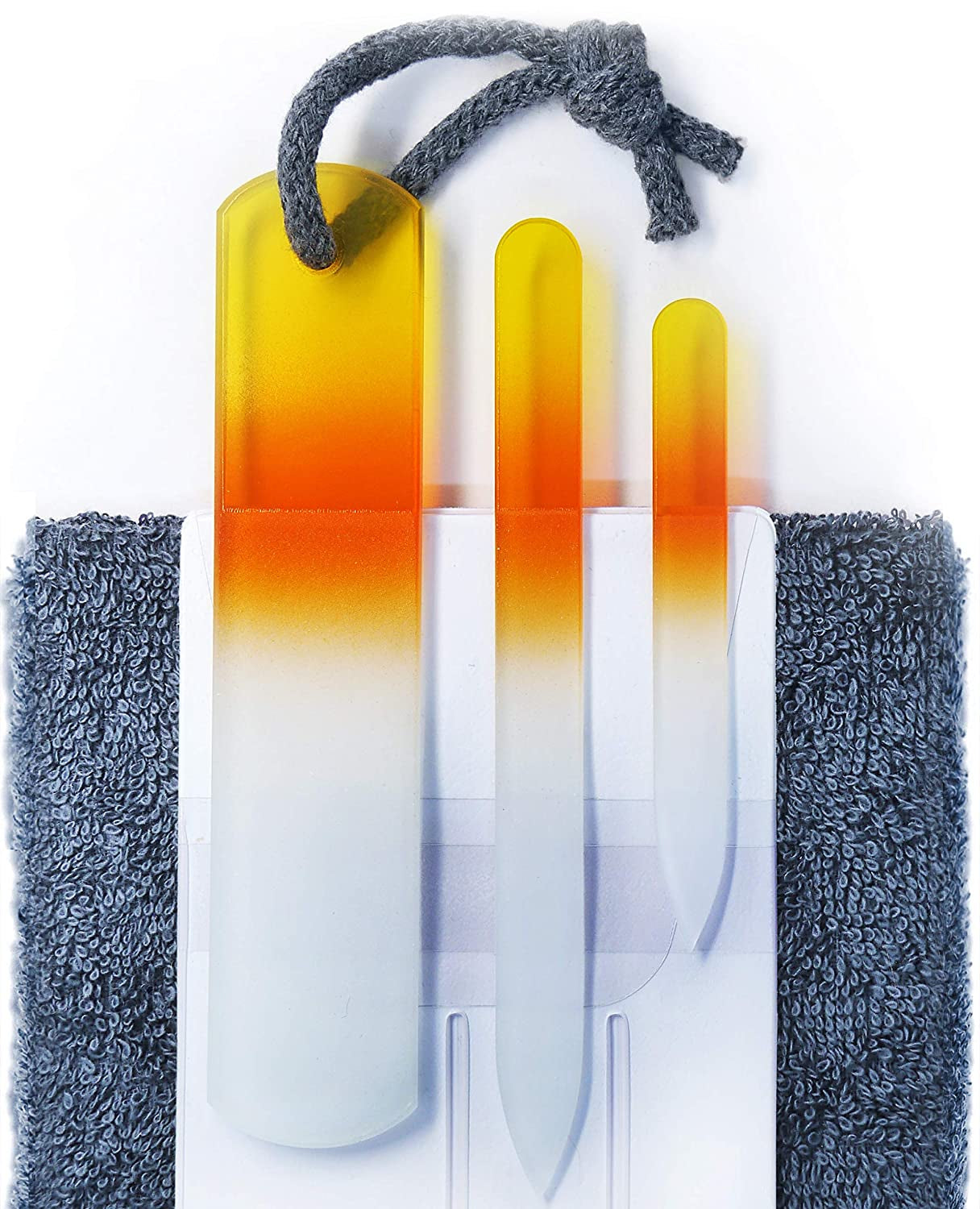 Genuine Czech Glass Nail File Set - Two-Sided Different Grit Surface, Callus Remover Foot Rasp, Manicure & Pedicure, Professional Nail Care, Wet & Dry Use, Cotton Towel, EU Quality (Green Aqua) Health & Beauty > Personal Care > Foot Care Gladzy Travel Set - Yellow Orange  