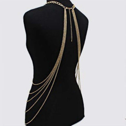 Bomine Harness Body Chain Bra Crossover Sexy Body Jewelry Bikini Chains Necklace for Women and Girls (Gold) Apparel & Accessories > Jewelry > Body Jewelry Bomine   