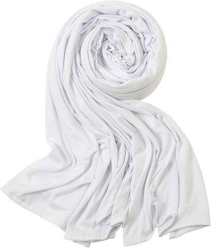 Hophor Soft Stretch Head Wrap Scarfs Long Turban Head Wrap Tie for Women Apparel & Accessories > Clothing Accessories > Bandanas & Headties Hophor White  