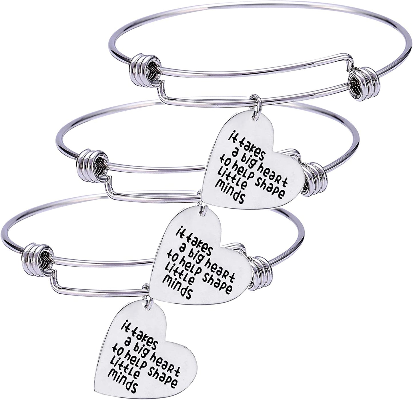 Pack of 3 Teacher Bangles Gifts for Teacher Open School Gifts for Teachers Thank You Bangle Bracelets Apparel & Accessories > Jewelry > Bracelets Nzztont Style 09  