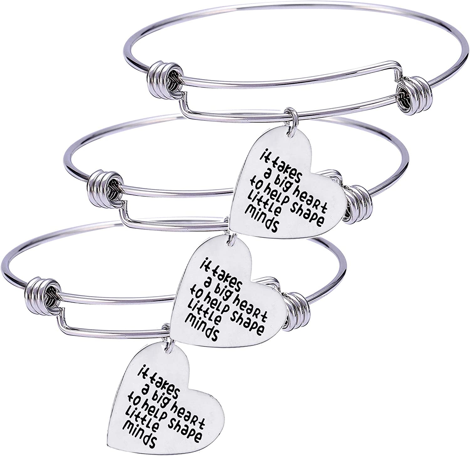 Pack of 3 Teacher Bangles Gifts for Teacher Open School Gifts for Teachers Thank You Bangle Bracelets Apparel & Accessories > Jewelry > Bracelets Nzztont Style 09  
