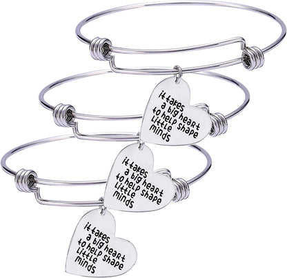 Pack of 3 Teacher Bangles Gifts for Teacher Open School Gifts for Teachers Thank You Bangle Bracelets Apparel & Accessories > Jewelry > Bracelets Nzztont Style 09  