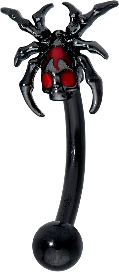 Body Candy 16G Black PVD Steel Eyebrow Jewelry Cartilage Tragus Daith Skeleton Spider Eyebrow Ring 5/16” Apparel & Accessories > Jewelry > Rings Body Candy   